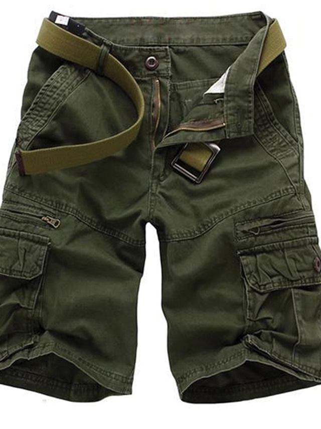  Men's Tactical Cargo Work Shorts Multiple Pockets Classic Style Chic & Modern Fashion Sports Outdoor Casual Daily Cotton Blend Breathable Soft Solid Color Mid Waist ArmyGreen S M L