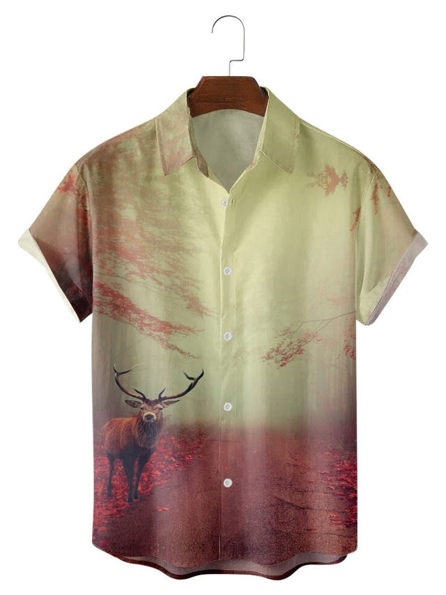  Men's Shirt Print Graphic Animal Turndown Casual Daily Short Sleeve Tops Designer Casual Hawaiian Fuchsia
