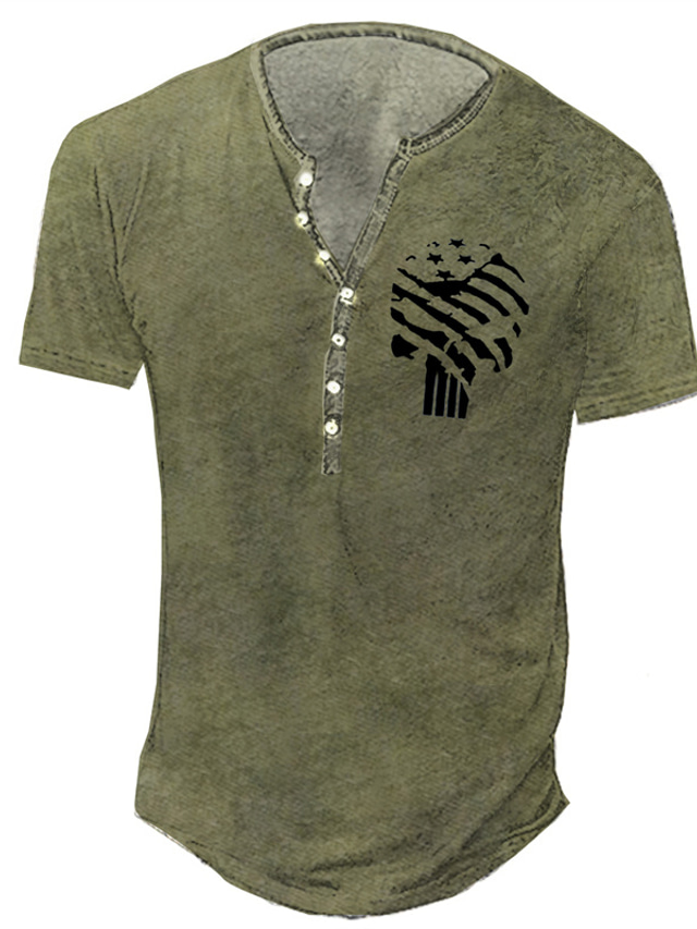 Chemise À Col Italien Sans Repassage À Tissage Henley - Bleu Océan