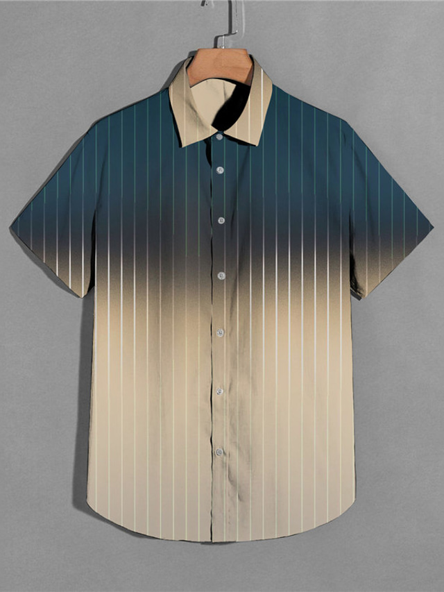  Men's Shirt Print Graphic Gradient Turndown Street Casual Button-Down Print Short Sleeve Tops Designer Casual Fashion Breathable Beige / Summer