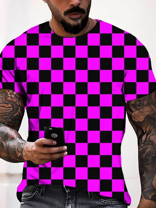 Men's T shirt Tee Tee Designer Casual Fashion Summer Short Sleeve Purple Graphic Print Round Neck Casual Daily 3D Print Clothing Clothes Designer Casual Fashion