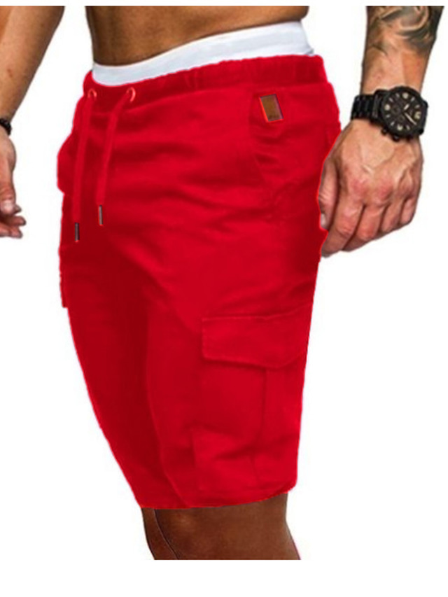  Bărbați Casual Chino Activ chinez Buzunar Lungimea genunchiului Pantaloni Casual Sfârșit de săptămână Strech Culoare solidă Confort Respirabil Talie medie Zvelt Verde Militar Alb Negru Roșu Vin Gri M