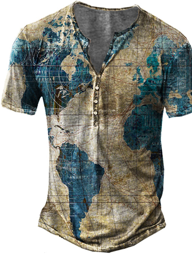 Chemise Henley Homme Tenth + Ocean – Rayures Bleues, Manches Courtes – Taille L – Occasion