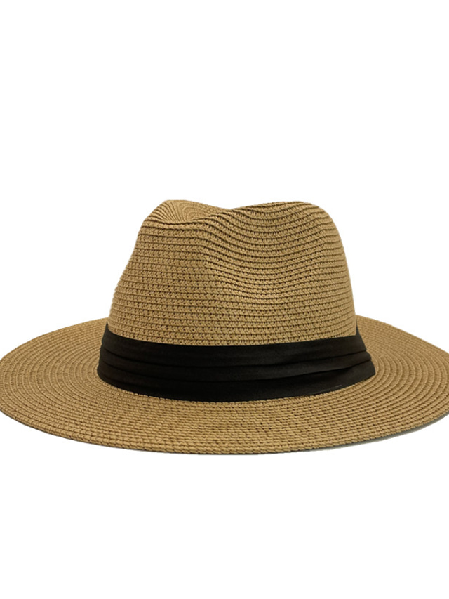 Муж. Универсальные Соломенная шляпа Шляпа от солнца панамская шляпа Шляпа Fedora Trilby Черный Белый Солома Богемный Мода 1920-х годов Традиционный / классический
