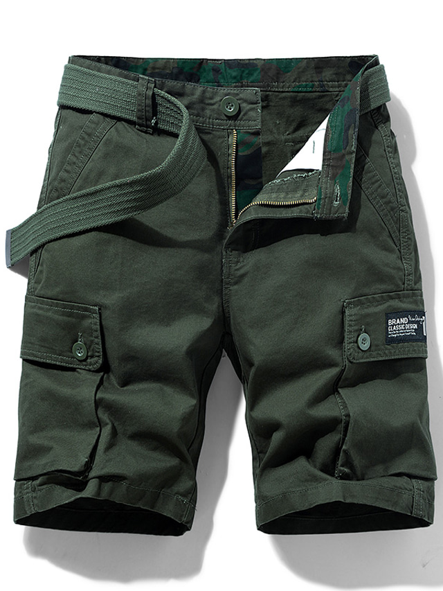  Men's Shorts Cargo Shorts Multi Pocket Casual Fashion Casual Daily Inelastic Breathable Moisture Wicking Soft Solid Color Mid Waist Black Army Green Grey 29 30 31