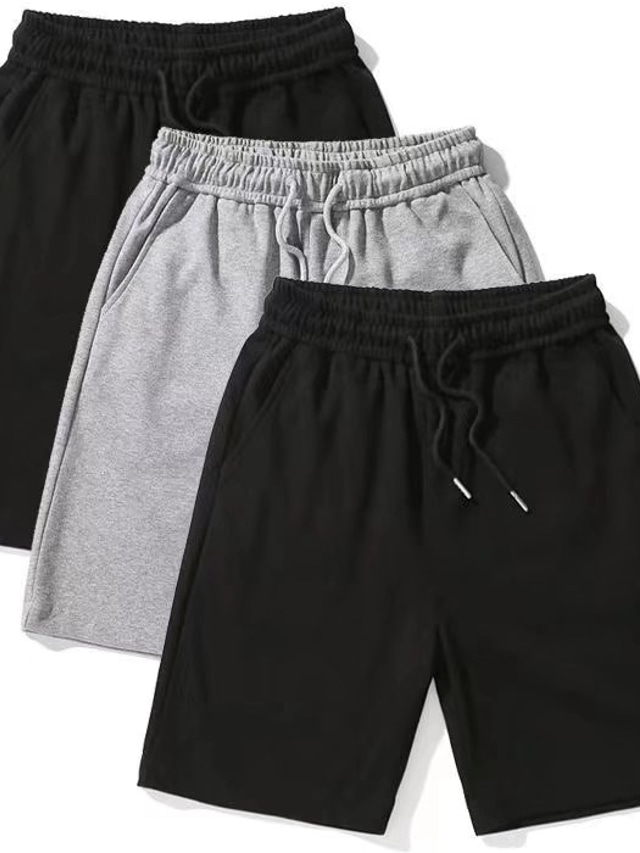  Men's Baggy Shorts Solid Color Breathable Soft Short Casual Daily Stylish Casual Black Grey Micro-elastic