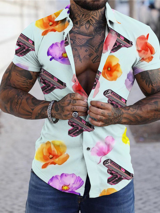 Men's Shirt Star Turndown Street Casual Button-Down Long Sleeve