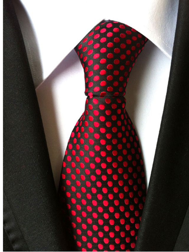  Men's Work Wedding Gentleman Necktie - Jacquard Formal Style Modern Style Jacquard Classic Mens Gentleman Necktie Party Red tie necktie polka dots