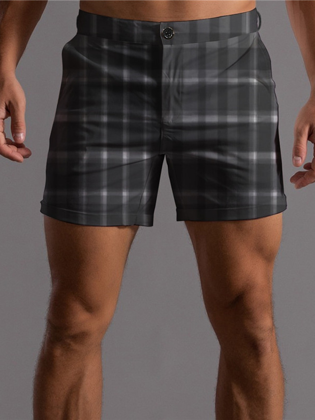  Herre Chino shorts Shorts 3D-udskrivning Lomme Designer Mode Afslappet / Sportslig Forretning Afslappet Daglig Mikroelastisk Komfort Blød Ternet Gitter Grafiske tryk Medium Talje 3D-udskrivning