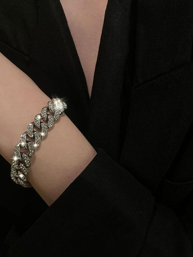  Pulseira de corrente de zircônia cúbica clara tema vintage clássico personalizado pulseira de strass europeu jóias ouro para presente festival diário rupa pulseira