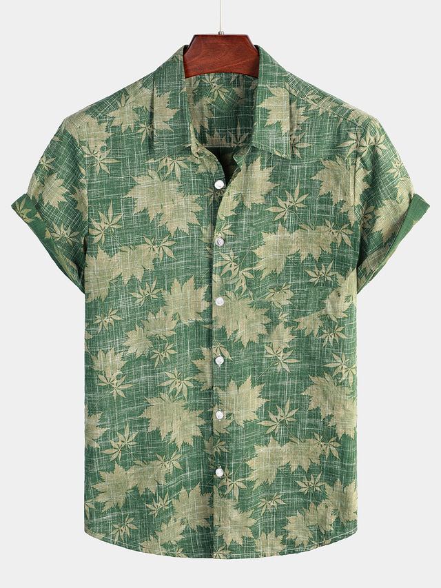  Men's Shirt Summer Hawaiian Shirt Graphic Hawaiian Aloha Tribal Design Classic Collar Blue Purple Green Daily Beach Short Sleeve Clothing Apparel Basic Boho Designer