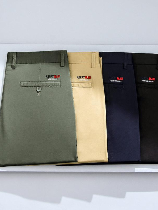  Men's Color Pants Chino Pants Business Casual Pants Slim Fit Straight Solid Color Pants