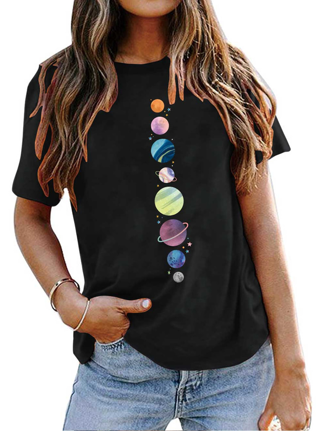  Damen T Shirt Grundlegend Bedruckt Einfache Basic Rundhalsausschnitt T-Shirt Ärmel Standard Sommer erbsengrün Schwarz Dunkelrot Hell Gray Dunkelgrün