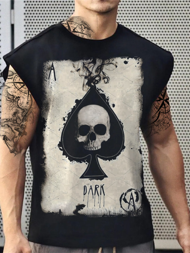  Men's Unisex T shirt Tee Hot Stamping Graphic Prints Skull Crew Neck Street Daily Print Cap Sleeve Tops Designer Casual Big and Tall Sports Black / Summer / Summer