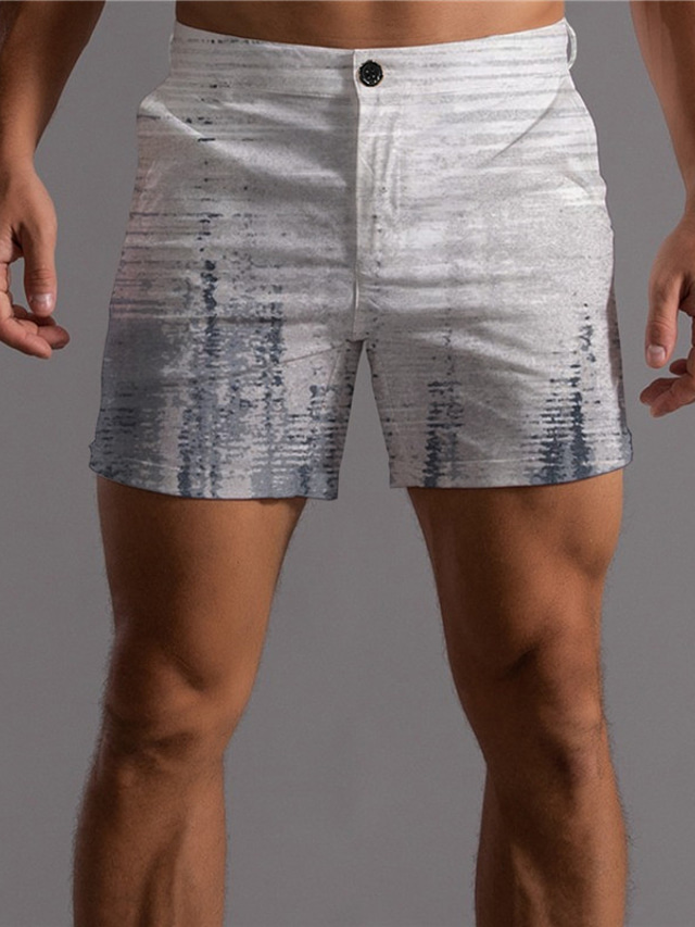  Men's Chino Shorts Shorts 3D Print Pocket Designer Fashion Casual / Sporty Business Casual Daily Micro-elastic Comfort Soft Stripe Graphic Prints Mid Waist 3D Print Gray M L XL