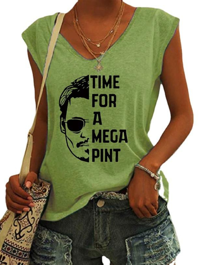  αστείο johnny depp time for a mega pint print ευρωπαϊκό και αμερικάνικο casual γυναικείο μπλουζάκι