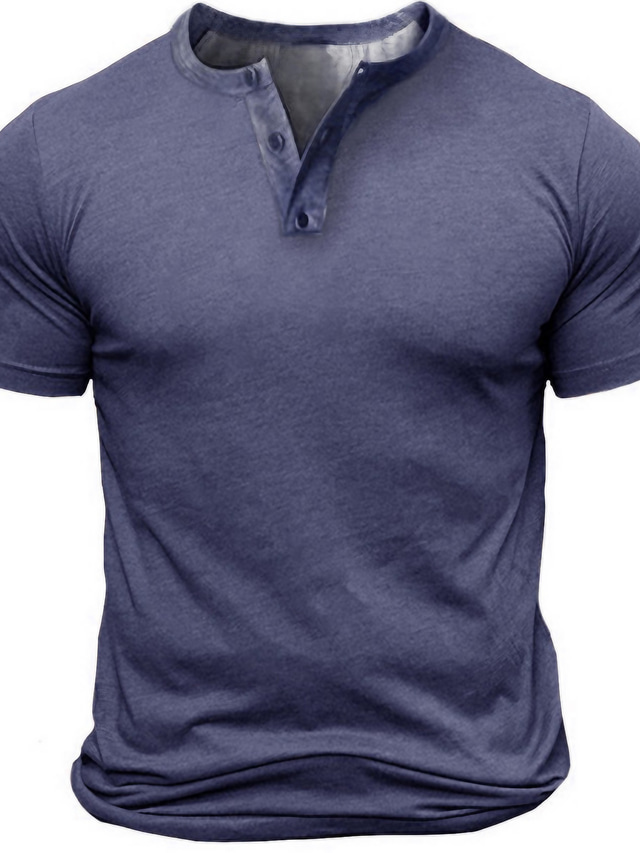  Men's Henley Shirt Tee MasterModel T shirt Tee Solid Color Plus Size Henley Daily Sports Button-Down Short Sleeve Tops Designer Basic Casual Classic Green Black Blue / Summer / Summer