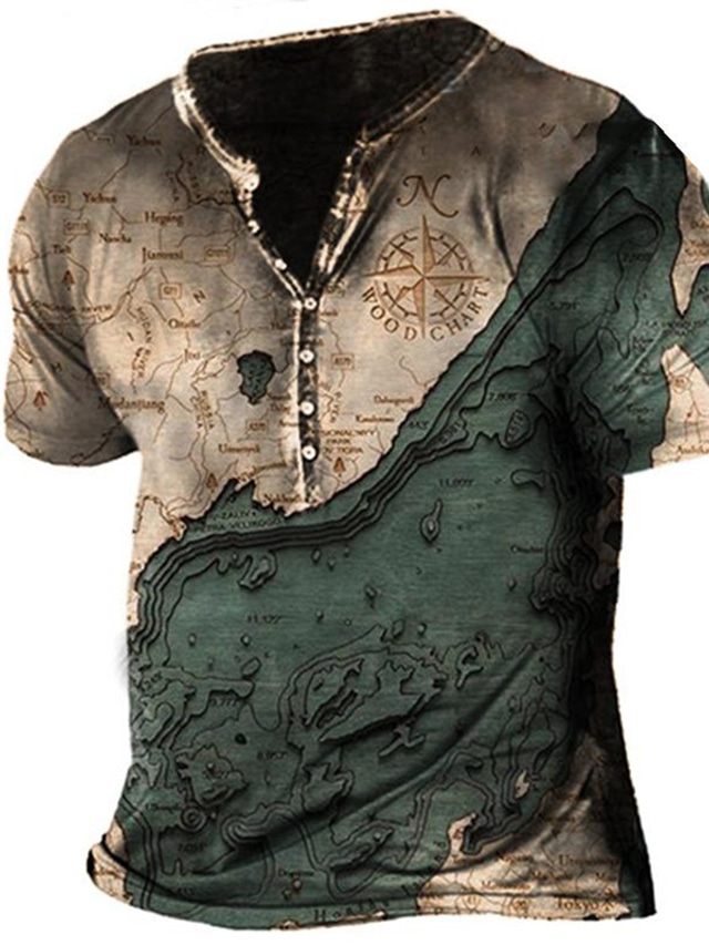 Homme Chemise Henley Shirt Tee T Shirt Tee Design Eté Manches Courtes Du Quotidien Des Sports Ext P9264183