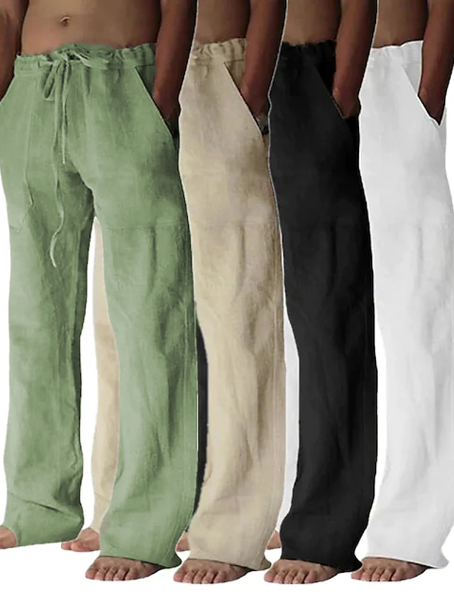  Bărbați Pantaloni Casual / Sport chinez Pantaloni Cargo Cordon Buzunar Buzunare multiple Lungime totală Pantaloni Casual Zilnic Micro-elastic Culoare solidă Confort Respirabil Talie medie Larg Alb