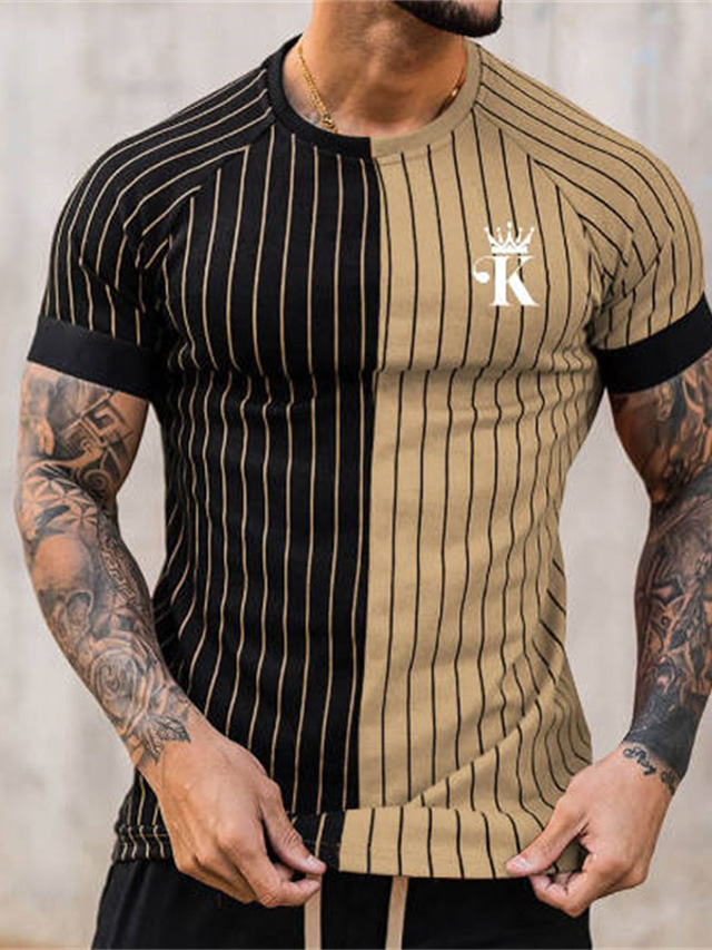  Bărbați Tricou Grafic Dungi Stil Nautic Stradă Concediu Manșon scurt Imprimeu Îmbrăcăminte Casual Comfortabil