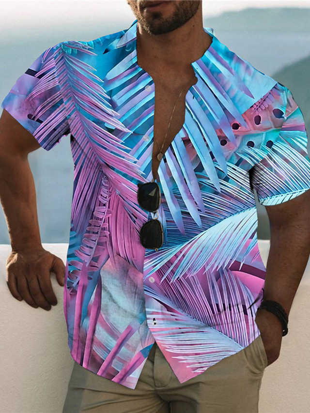 Chemise Homme Satin Imprimé 3D Manches Courtes - Style Carnaval Décontracté, Matière Polyester élasthanne