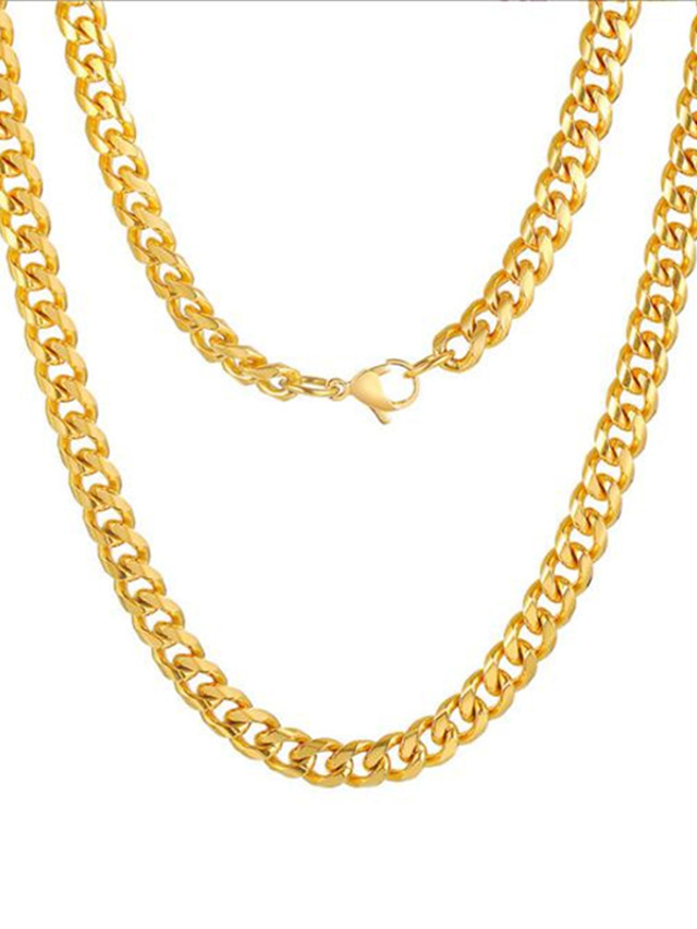  May polly Stainless steel twisted chain necklace gold men's 7mm thick chain