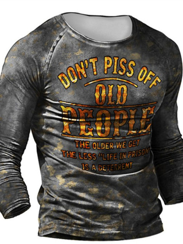  Per uomo maglietta Manica lunga Pop art Slogan Con stampe Girocollo Strada Giornaliero Abbigliamento Abbigliamento Informale Di tendenza Grigio