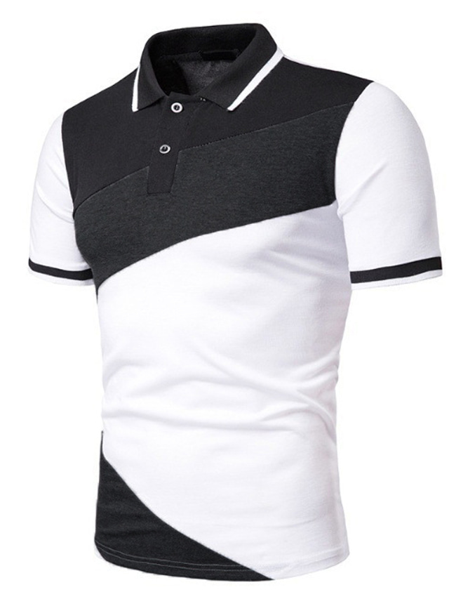  Herr POLO Shirt Golftröja Ledigt Mjukt Andningsfunktion Kortärmad Svart Grå Vit Färgblock Nedvikt Ledigt Dagligen Kläder Kläder Ledigt Mjukt Andningsfunktion