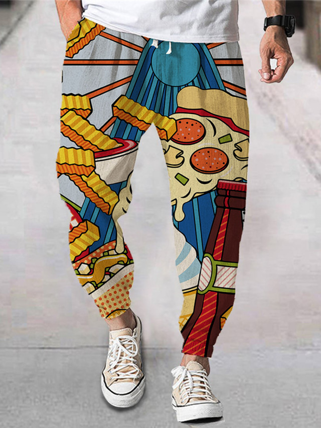  Męskie Designerskie Elegancki Uprawiający jogging Spodnie dresowe Spodnie Druk 3D Ściągana na sznurek Elastyczny pas Spodnie Sporty na świeżym powietrzu Codzienny Średnio elastyczny Jedzenie Wzory