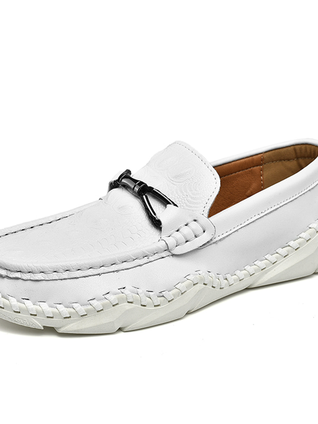  Men's Loafers & Slip-Ons Moccasin Casual Daily Walking Shoes Leather White Black Gray Spring Summer