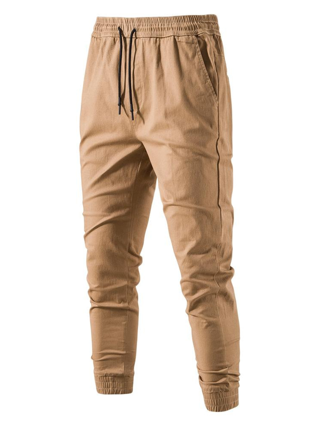  męskie spodnie cargo elastyczny pas wiele kieszeni spodnie o pełnej długości na co dzień nieelastyczny jednolity kolor sporty na świeżym powietrzu w połowie talii zieleń wojskowa czarny khaki