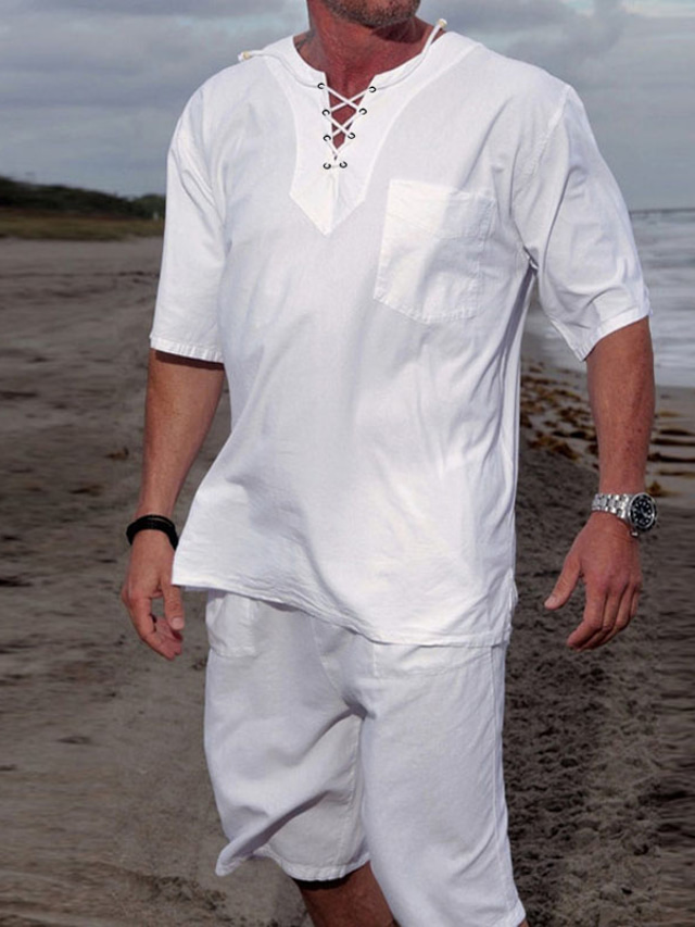  miesten paita topit yksiväriset v kaula katu rento päivittäin lyhythihainen muoti katuvaatteet viileä valkoinen kesäpaita rantaloma mukavat paidat vain