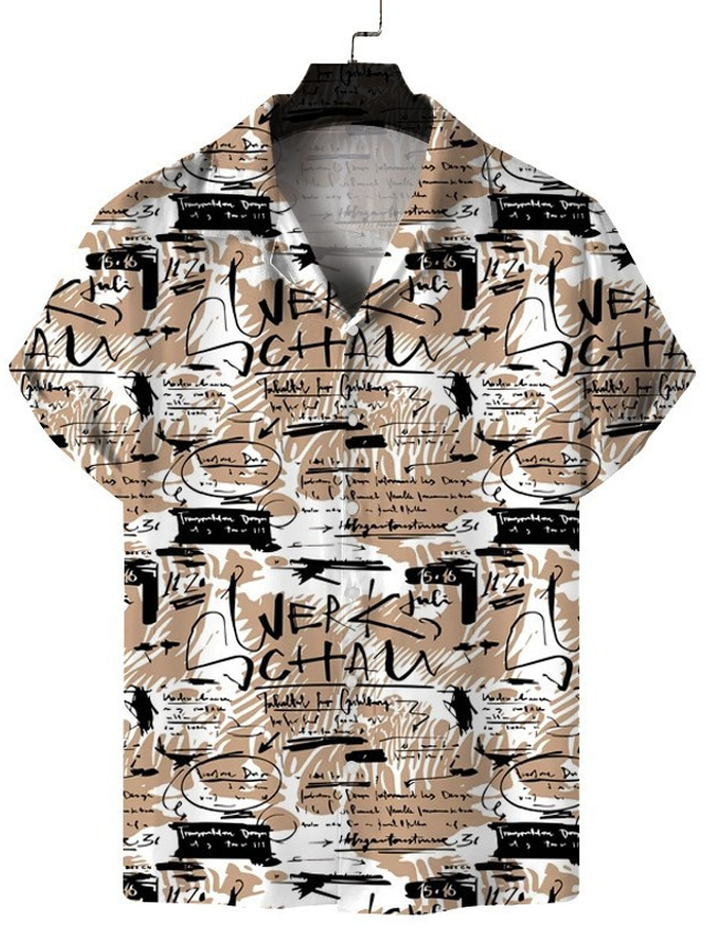  Ανδρικά Πουκάμισο Χαβανέζικο πουκάμισο Γραφικό πουκάμισο Πουκάμισο Aloha Καλοκαιρινό πουκάμισο Γραφική Γκράφιτι Απορρίπτω Χακί 3D εκτύπωση ΕΞΩΤΕΡΙΚΟΥ ΧΩΡΟΥ Δρόμος Κοντομάνικο Κουμπί-Κάτω Στάμπα Ρούχα