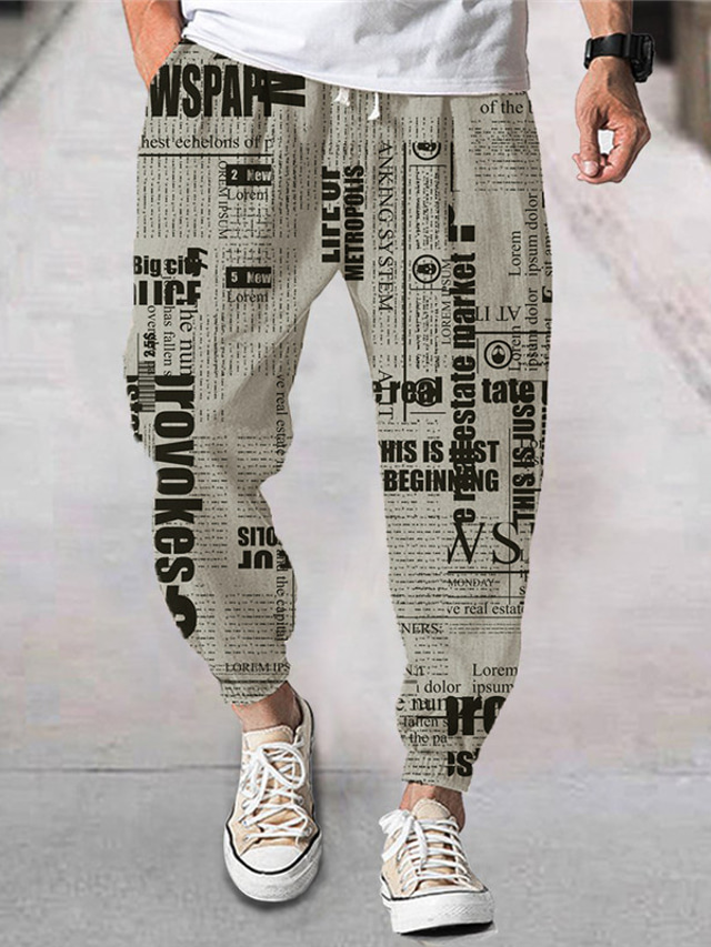  Men's Joggers Sweatpants Trousers 3D Print Drawstring Elastic Waist Designer Stylish Classic Style Sports Outdoor Casual Daily Micro-elastic Comfort Breathable Soft Graphic Prints Letter Mid Waist 3D