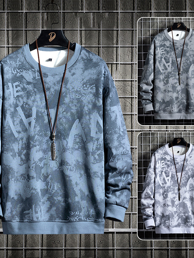  Men's Sweatshirt Pullover Graphic Patterned Letter Print Daily Work Weekend 3D Print Designer Casual Hoodies Sweatshirts  Long Sleeve White Blue Gray