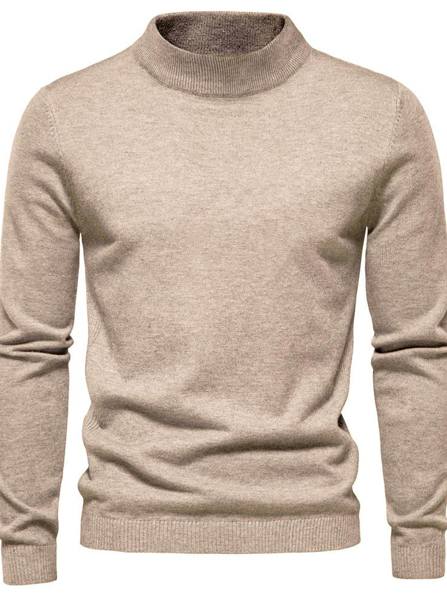  мужской пуловер свитер джемпер в рубчик укороченный вязаный однотонный водолазка стильный базовый на каждый день для отпуска осень зима черный синий m l xl / длинный рукав