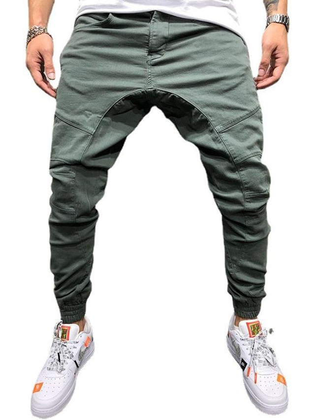  foreign trade explosion style hip-hop style side zipper trousers fashion sports men's woven fabric casual pants leggings men's