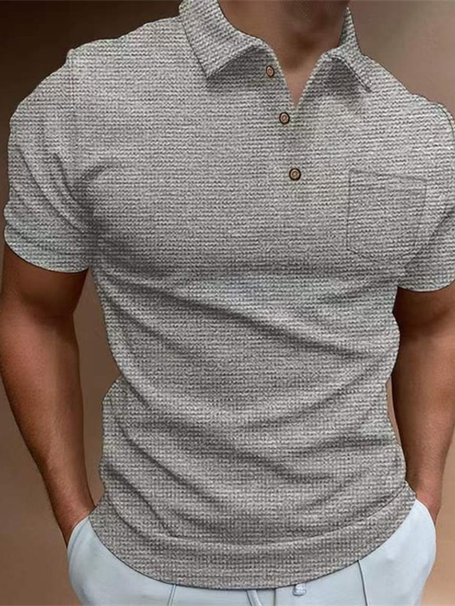  Men's Collar Polo Shirt Golf Shirt Solid Colored Turndown Blue Khaki Gray White Black Street Daily Short Sleeve Button-Down Clothing Apparel Fashion Casual Comfortable Big and Tall / Sports