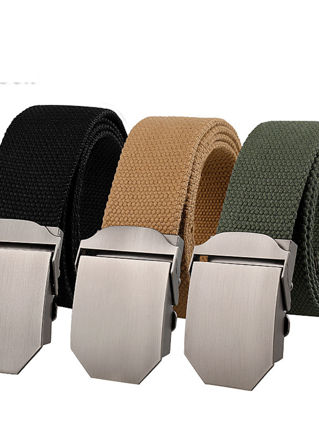  Men's Belt Cotton Designer Belts Outdoor Sports Outdoor Hiking Pure Color Black Army Green