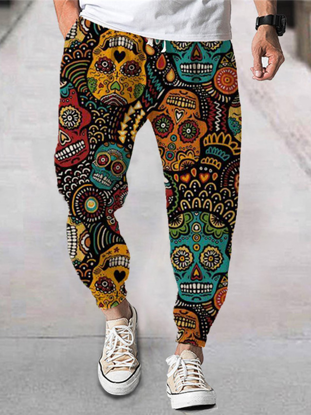  Men's Joggers Sweatpants Trousers 3D Print Drawstring Elastic Waist Designer Stylish Classic Style Sports Outdoor Casual Daily Micro-elastic Comfort Breathable Soft Cartoon Graphic Prints Skull Mid
