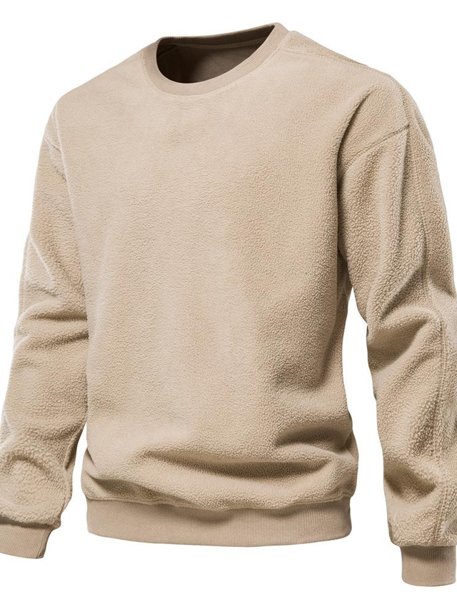  herre sweater pullover sweater strik strikket ensfarvet rund hals stilfuldt hjem dagligt efterår vinter hvid sort s m l / langærmet / langærmet