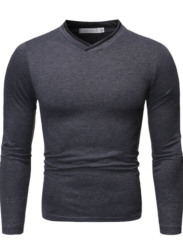  Men's T shirt Tee Long Sleeve Shirt Plain V Neck Street Sports Long Sleeve Clothing Apparel Fashion Designer Casual Comfortable