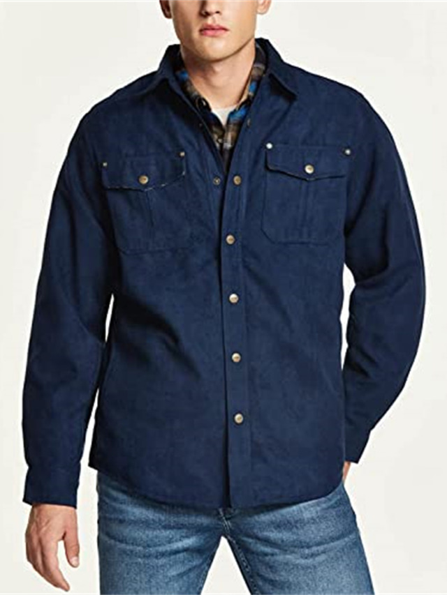  Men's Flannel Shirt Graphic Turndown Dark Green Royal Blue Print Street Daily Long Sleeve Button-Down Clothing Apparel Fashion Casual Comfortable