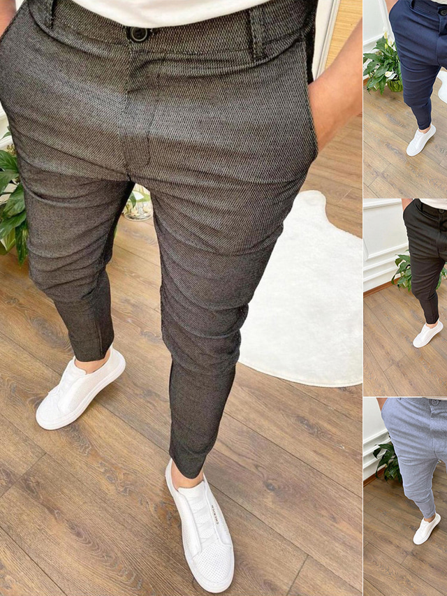  Men's Chinos Pants Trousers Trousers Pocket Streetwear Stylish Chino Formal Business Daily Micro-elastic Cotton Blend Comfort Outdoor Solid Color Blue Light gray Dark Gray S M L