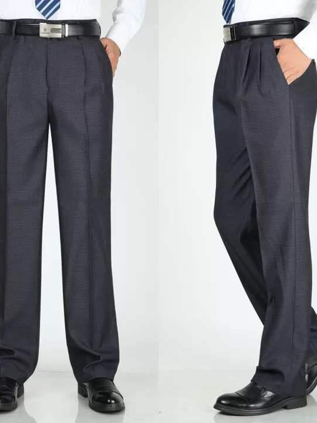  mænds afslappede tynde bukser nye far chinobukser lige bukser uden baglommer