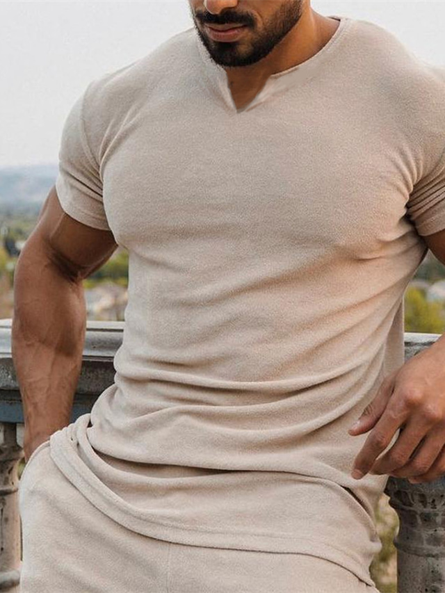  Hombre Camiseta Plano Escote en Pico Calle Deportes Manga Corta Estampado Ropa Moda Design Casual Cómodo