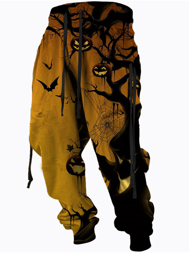  Męskie Spodnie dresowe Uprawiający jogging Spodnie Ściągana na sznurek Boczne kieszenie Elastyczny pas Dynia Halloween Wzory graficzne Komfort Oddychający Sporty na świeżym powietrzu Codzienny