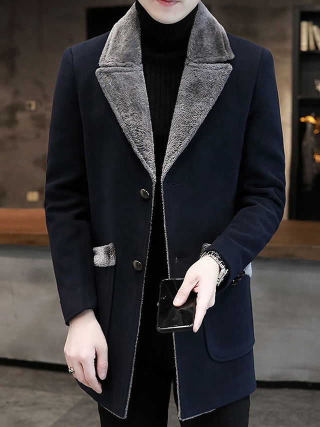 Men's Winter Coat Coat Street Business Winter Polyester Windproof Warm ...