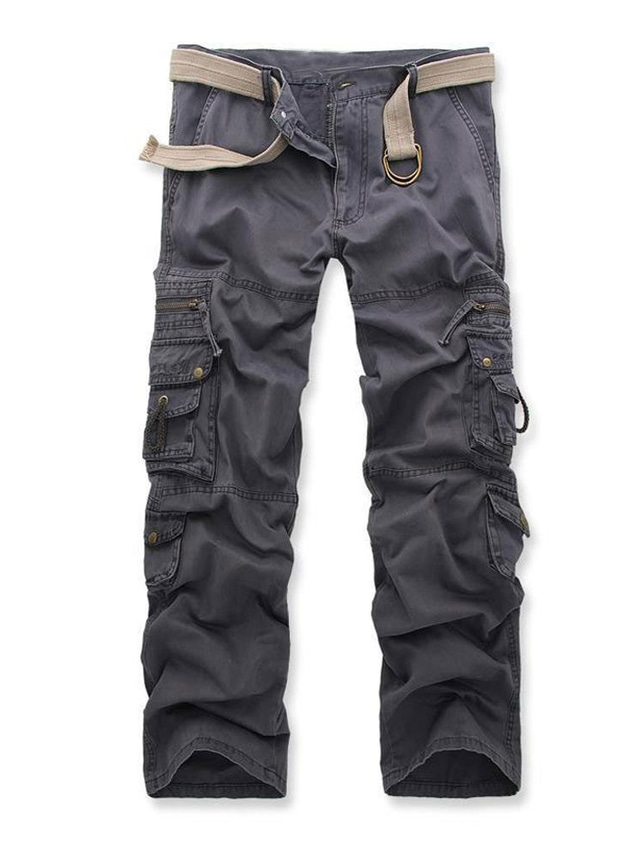  Męskie Taktyczna Spodnie cargo Spodnie robocze Multi Pocket Prosta noga Jednokolorowe Pełna długość 100% bawełna Zabytkowe Taktyczna Czarny Szary Średnio elastyczny