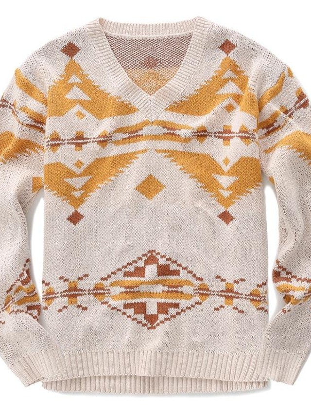  Men's Wrap Sweater Crochet Knit Floral Stripe Floral V Neck Casual Soft Outdoor Daily Spring Summer Apricot M L XL / Winter / Long Sleeve